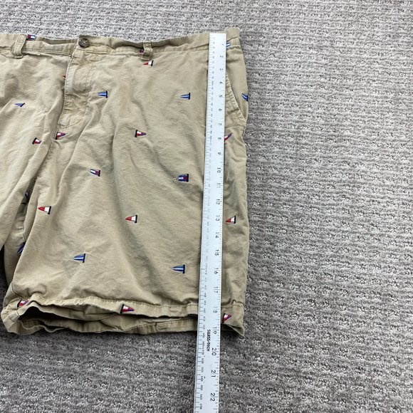 Tommy Hilfiger Khaki Shorts Men 44 Brown Short Chino Pants All Over Embroidered - Picture 13 of 16